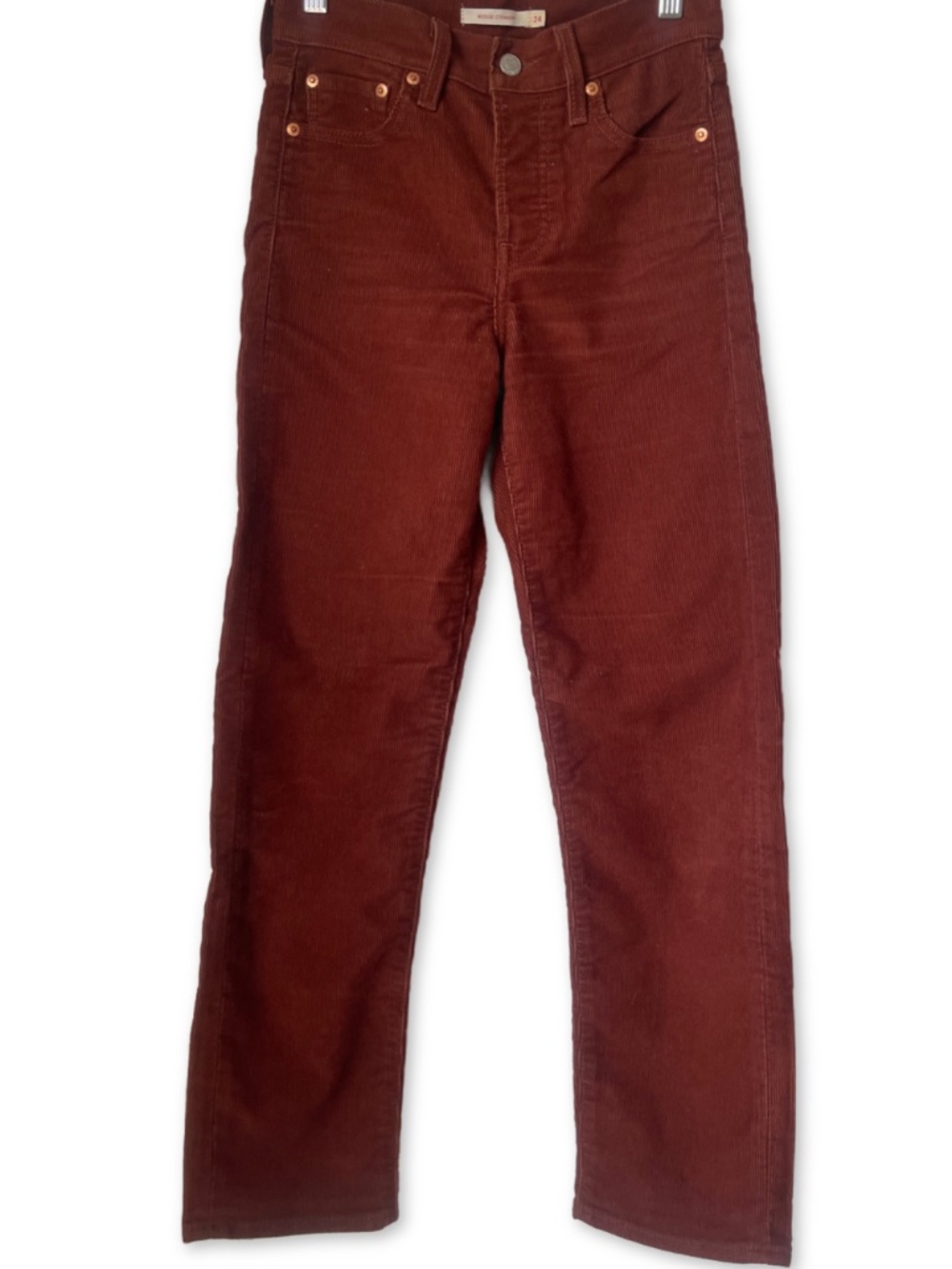 Levi's Wedgie Straight Corduroy Pants Size 24 Cherry Mahogany 34964-0124